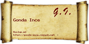 Gonda Ince névjegykártya